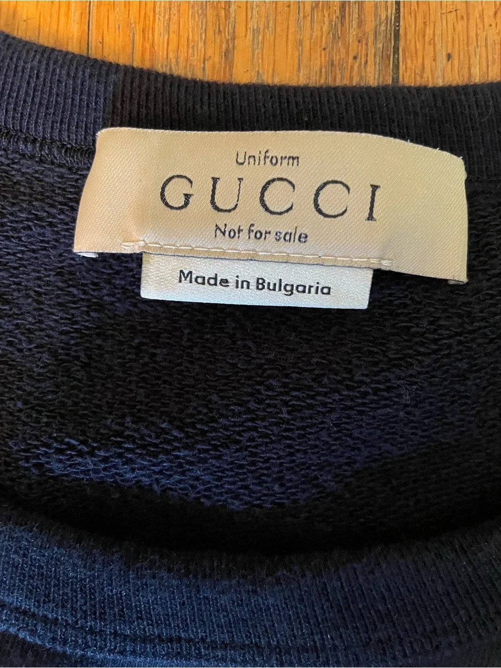 Gucci Navy Crewneck Sweatshirt with Red and Green Sleeve Stripes Size XL
